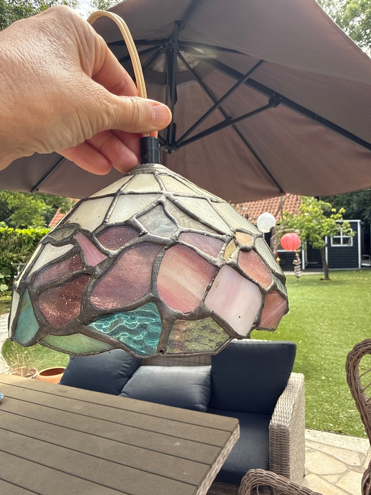 Tiffany hanglamp - Kleurrijk glas-in-lood, Ophalen