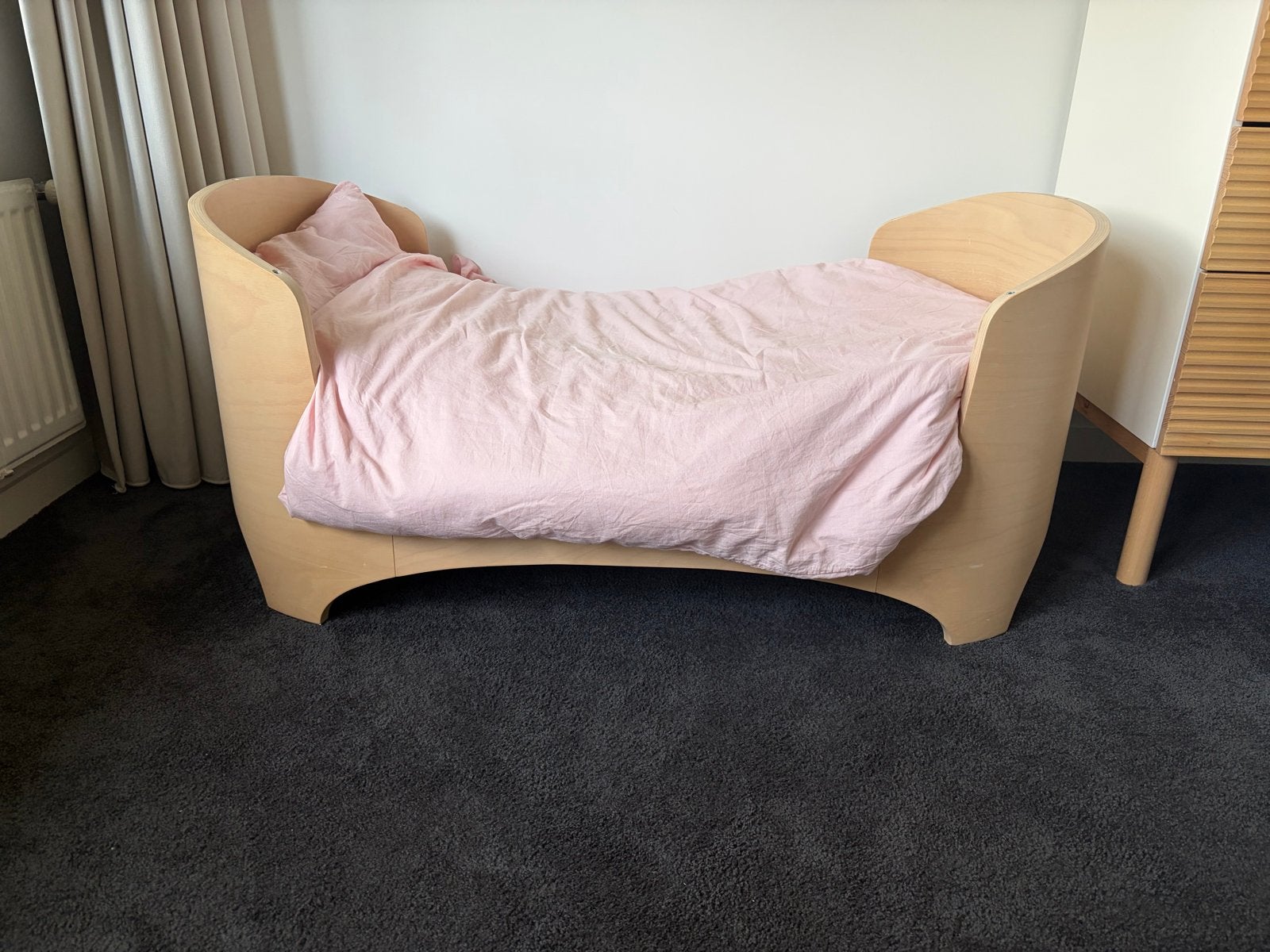 Leander Meegroeibed whitewash eiken, Ophalen, 70 tot 85 cm, 140 tot 160 cm, Zo goed als nieuw