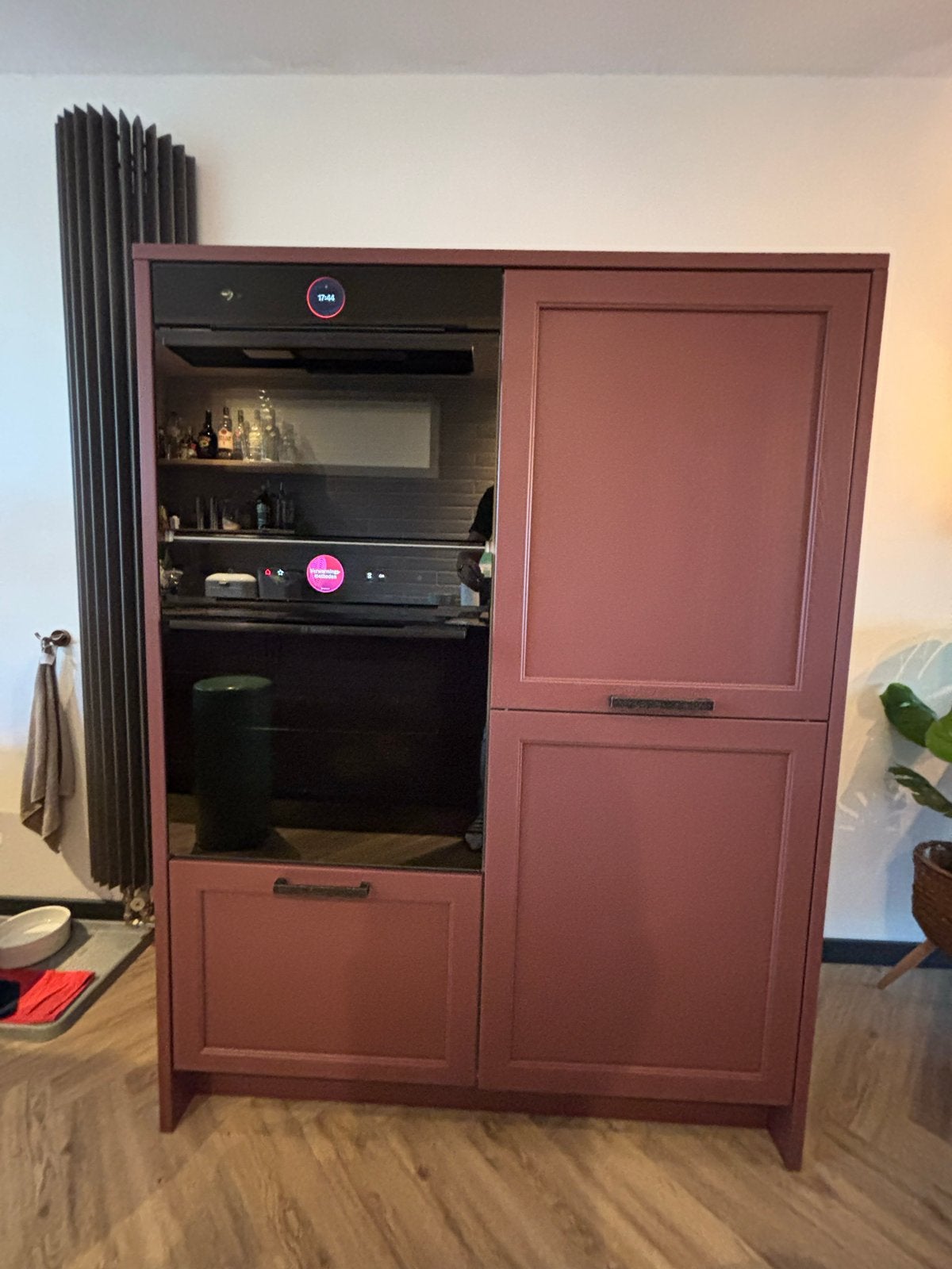 Nolte Keukenkasten Lugano Lack Hena Rood met Bosch Koelkast, Ophalen, Gebruikt, 50 tot 100 cm, Minder dan 100 cm