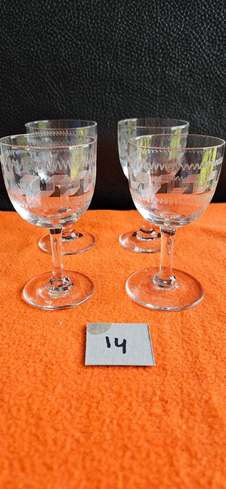 4x Vintage Kristal Likeurglazen - Art Deco Doolhof Ets, Verzamelen, Ophalen of Verzenden, Zo goed als nieuw, Overige typen