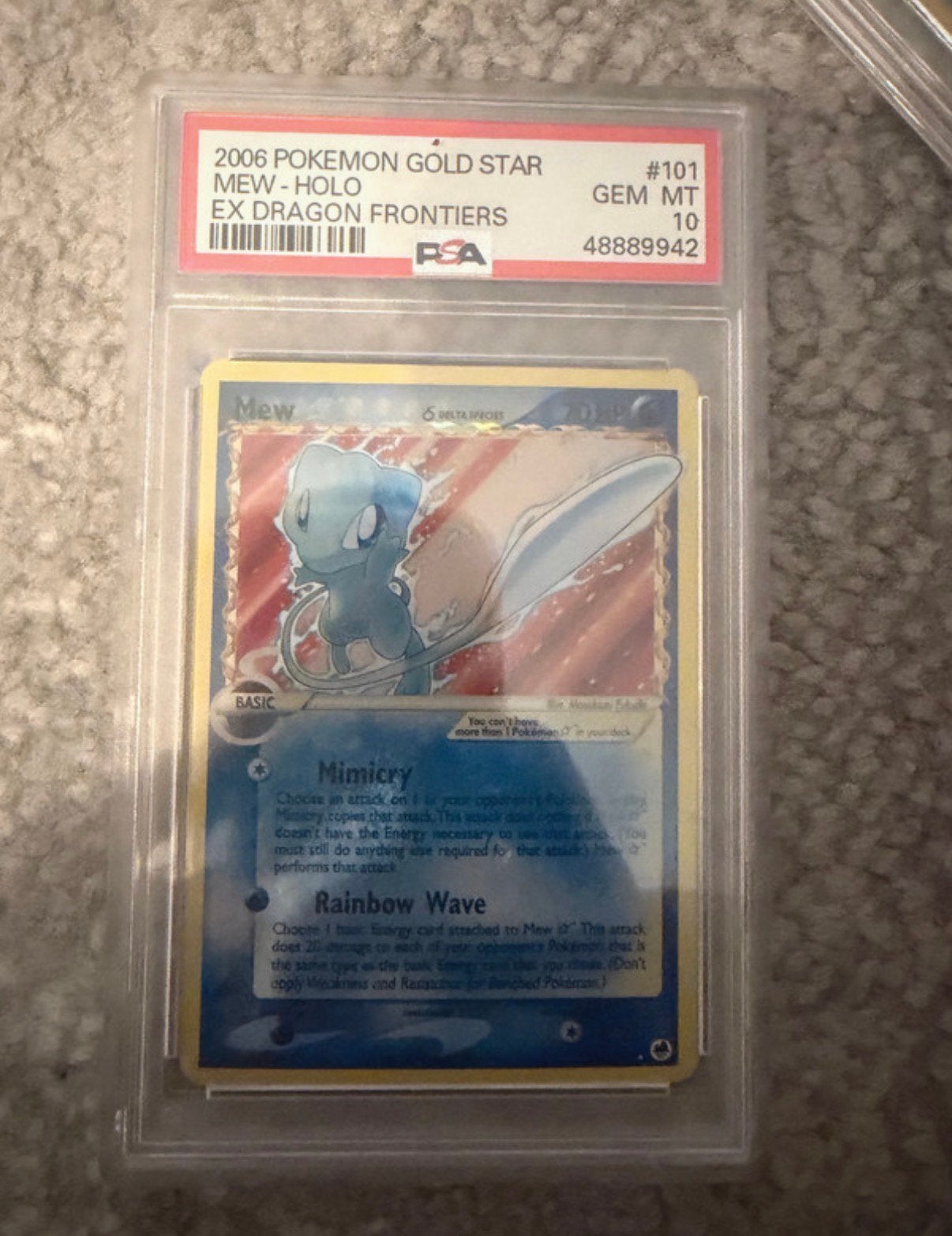 GOLD STAR MEW 101 - HOLO EX DRAGON FRONTIERS psa 10, Ophalen of Verzenden, Zo goed als nieuw