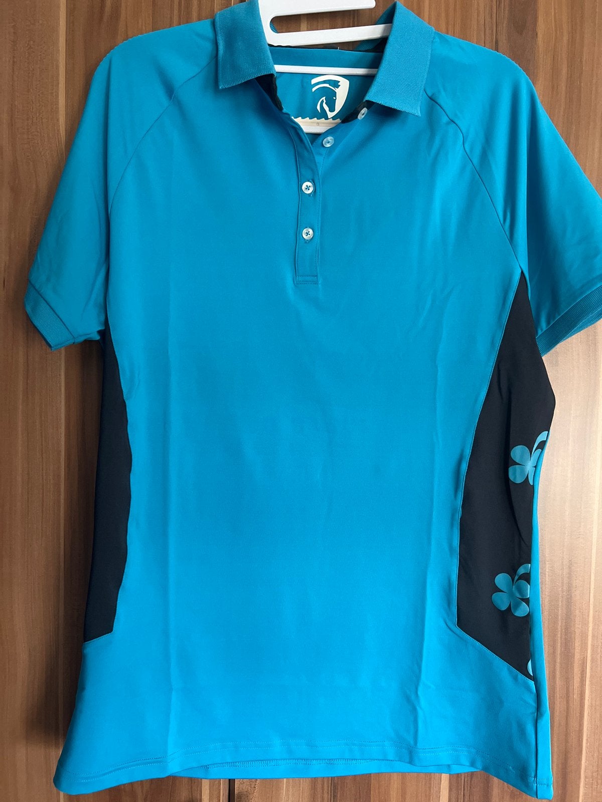 Nieuwe Horika dames polo shirt XL - Aqua met klavertjes, Ophalen of Verzenden, Nieuw