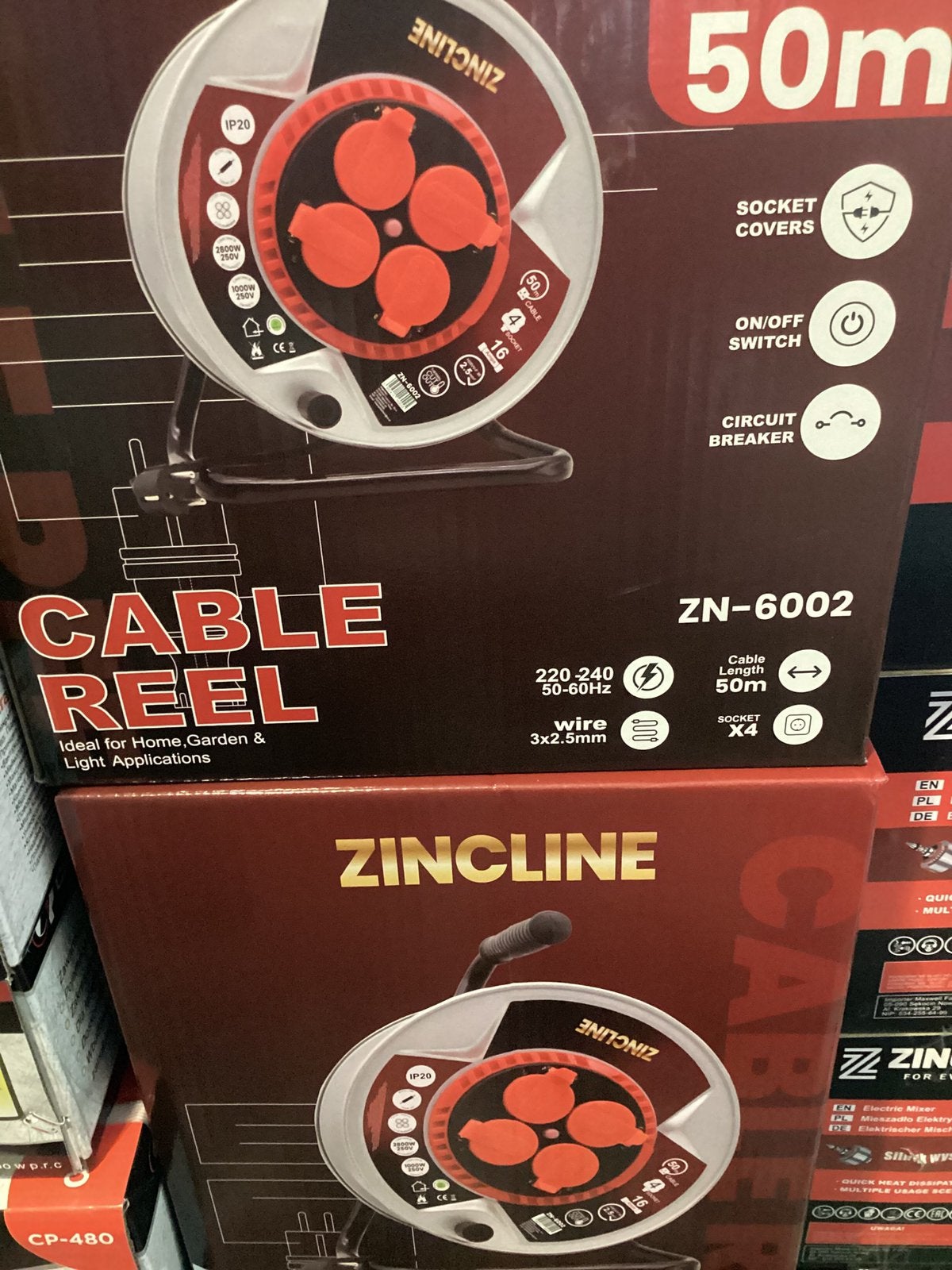 50 meter haspel 2800 w 3G 4 stopcontacten, Ophalen of Verzenden, Nieuw, Kabelhaspel