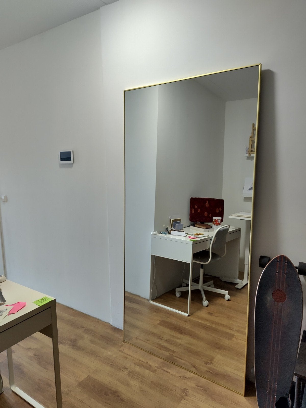 Grote Bolderloft spiegel met gouden rand, Huis en Inrichting, Woonaccessoires | Spiegels, Ophalen, 200 cm of meer, Zo goed als nieuw