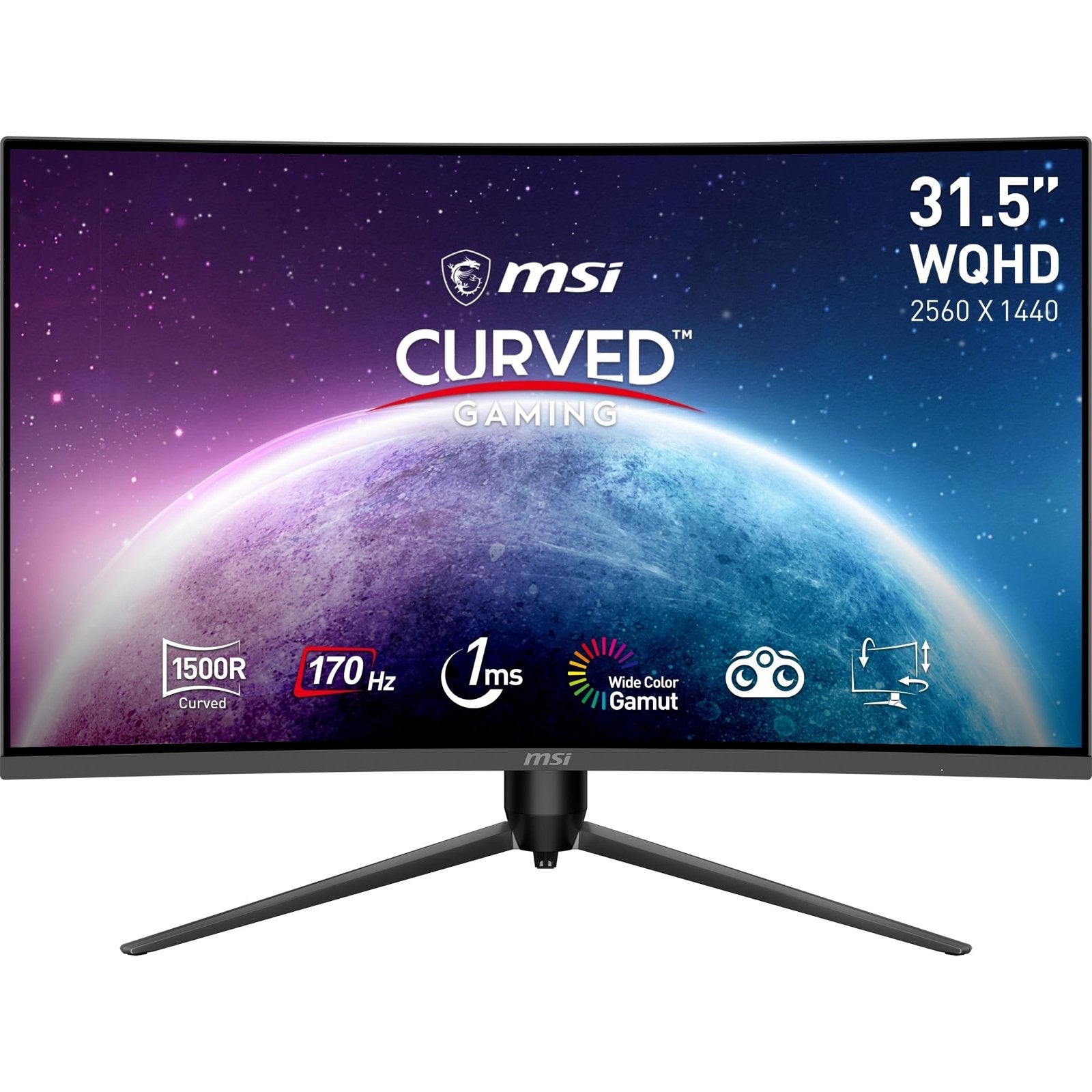 MSI G32CQ5P 31.5" Curved Gaming Monitor WQHD 170Hz 1ms, Curved, Minder dan 1 ms, Ophalen, Gaming