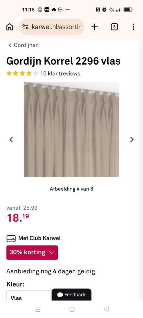 Inbetween gordijnen VT Wonen maatvoering zie foto, Ophalen of Verzenden, Nieuw, Beige