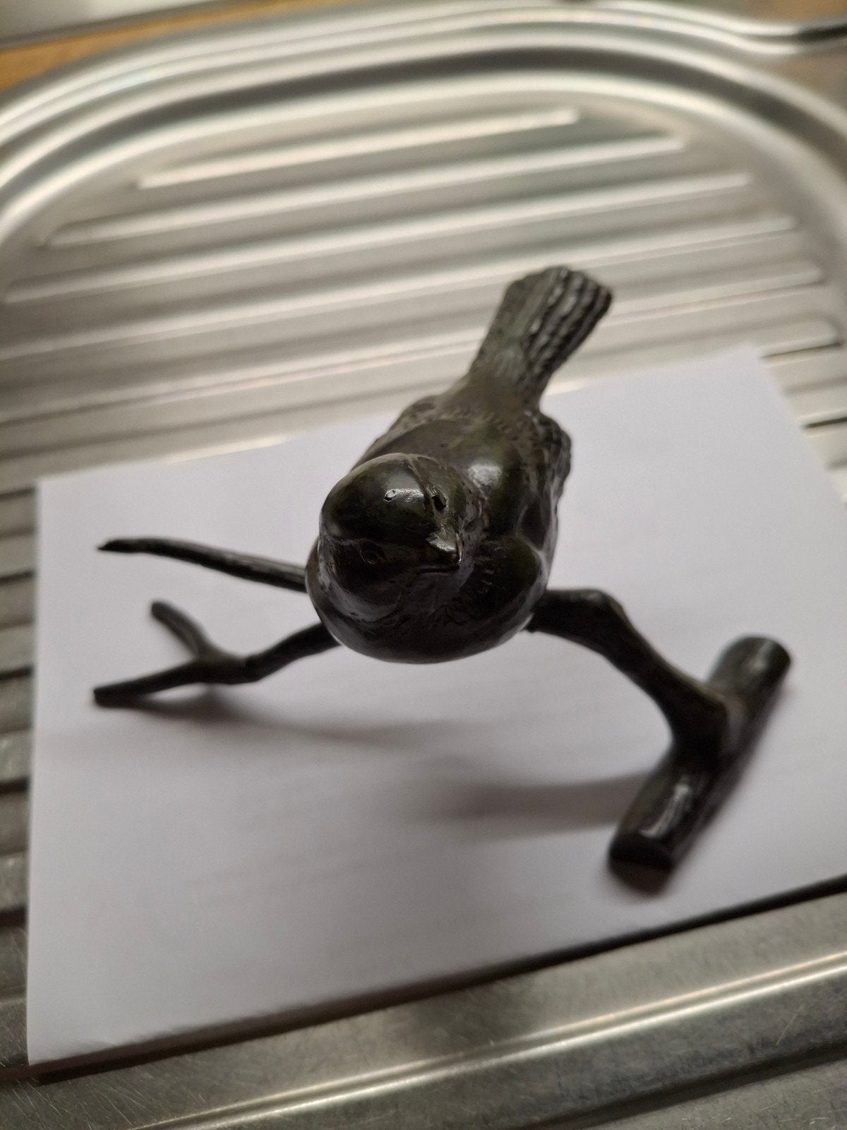 Bronzen  vogel hoogte12cm breedte 14 cm, Ophalen of Verzenden