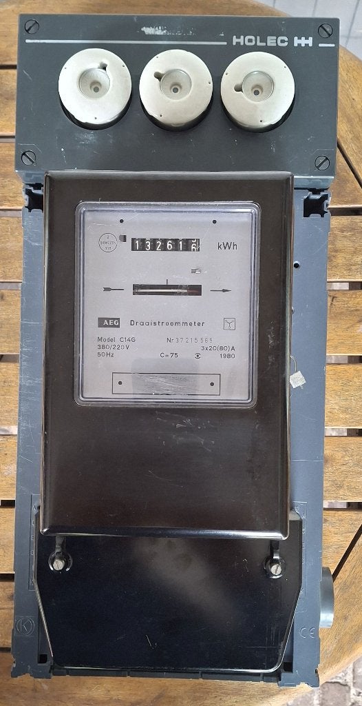 3 fase kWh draaistroommeter met Holec zekeringkast, Doe-het-zelf en Verbouw, Elektra en Kabels, Ophalen, Gebruikt, Overige merken