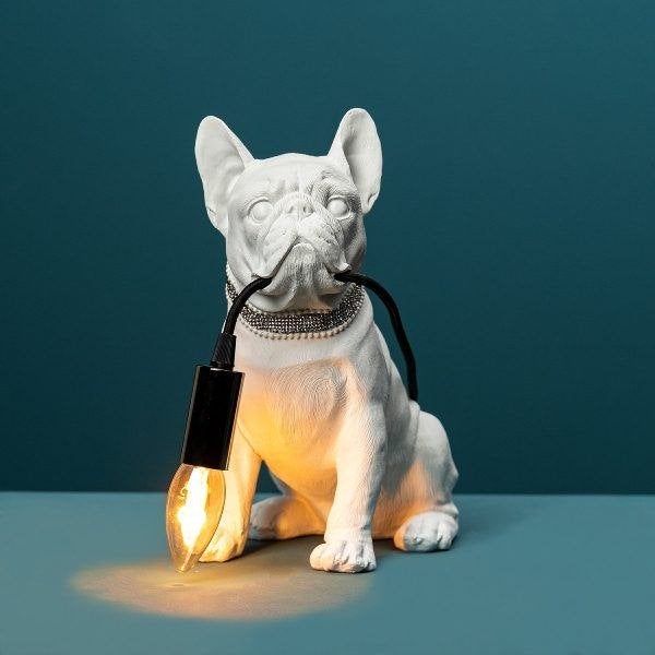 Tafellamp Francis – Bulldog – Wit, Met schakelaar, E14 (klein), Nieuw, Wit