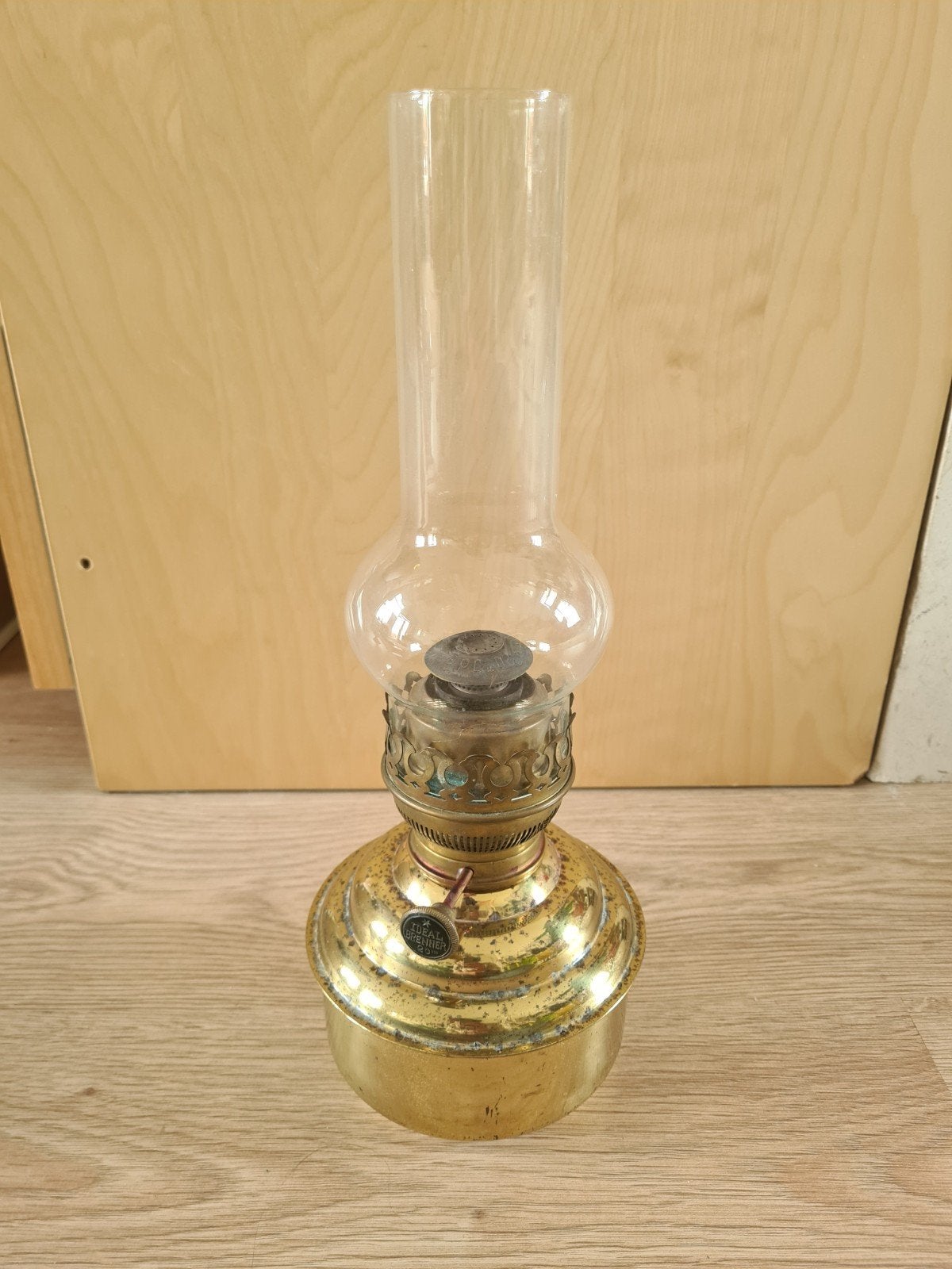 Antieke Ideal Brenner 20" olielamp van koper, Ophalen