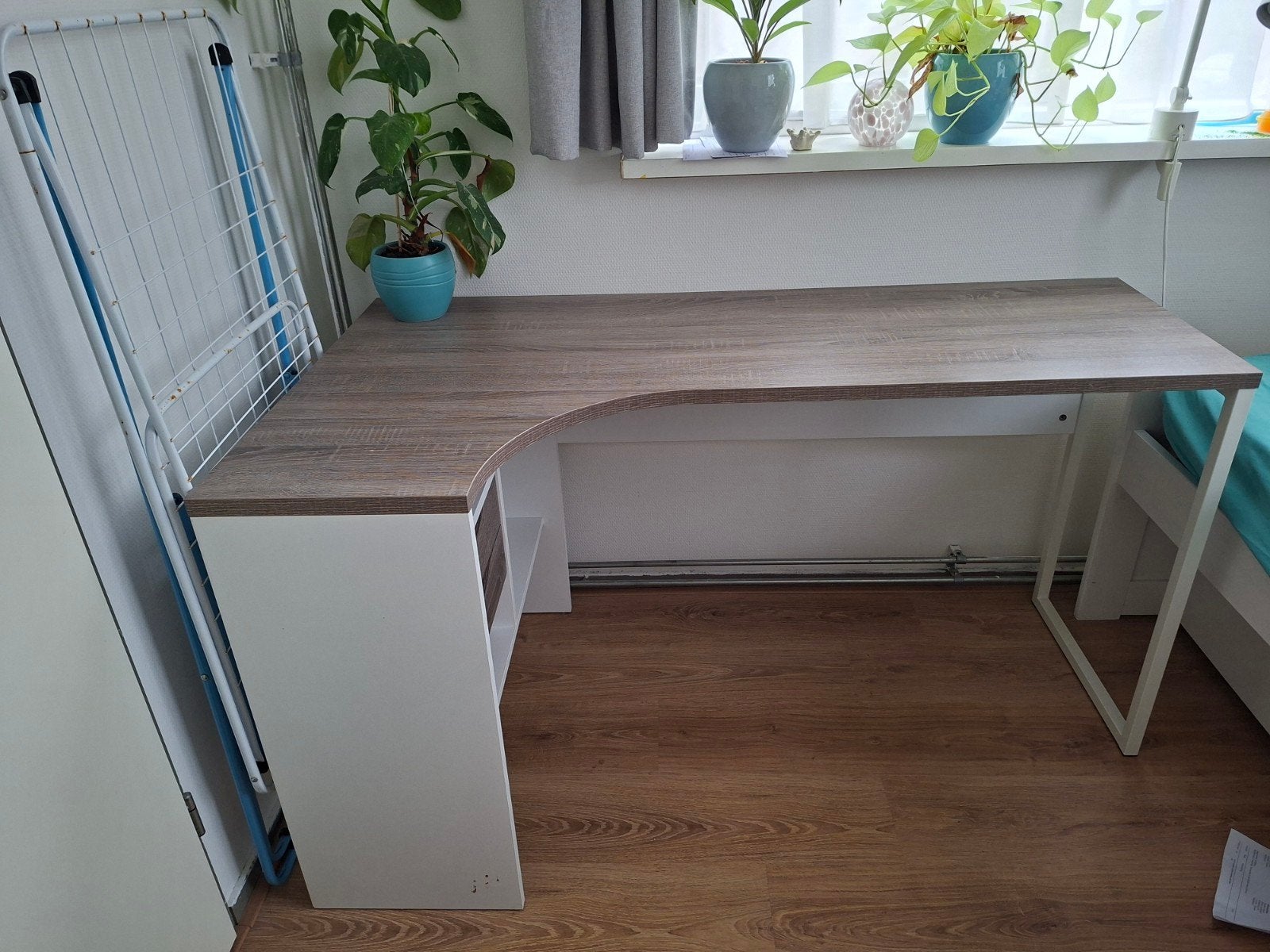 Hoekbureau, Met lades, Gebruikt, Hout, Hoekbureau