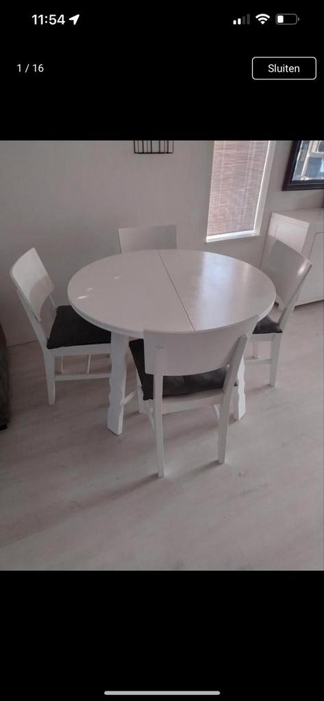Eettafel uitscuifbaar met stoelen, Ophalen