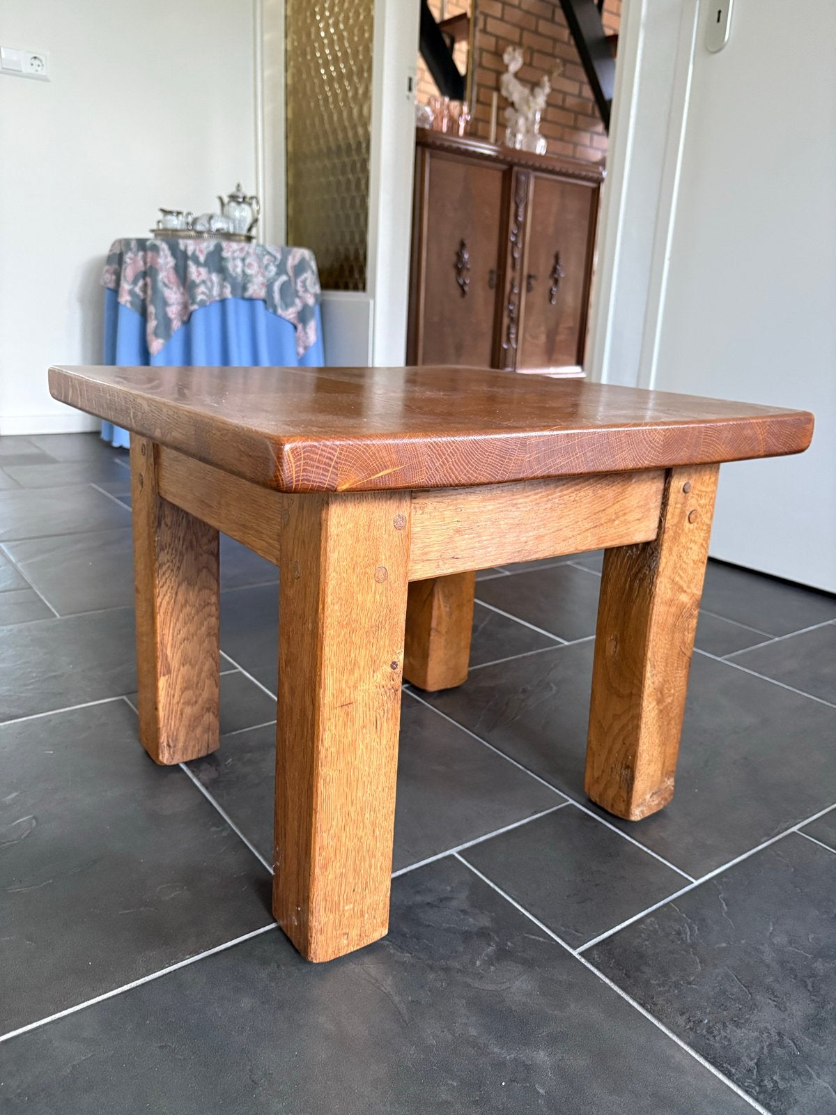 Massief eikenhouten salontafel, vierkant, Ophalen