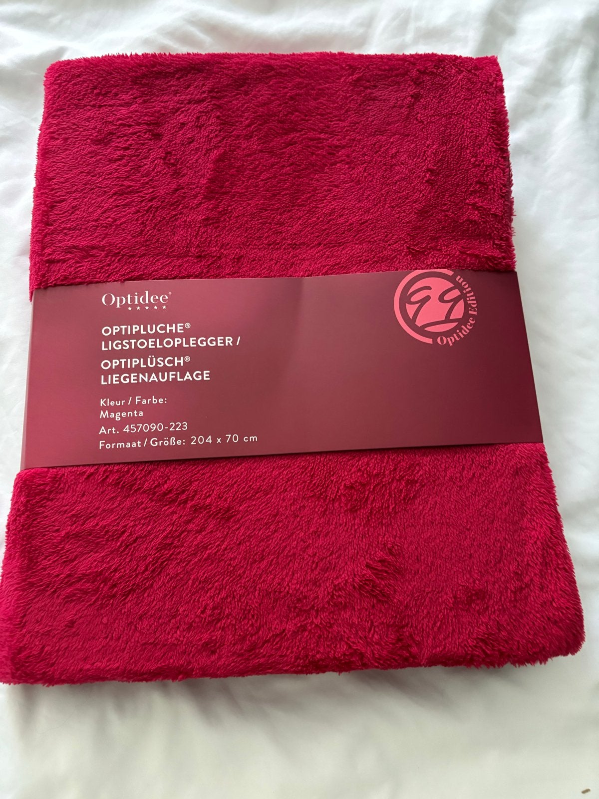 Optidee Optipluche Ligstoeloplegger Magenta 204x70 cm, Verzenden, Nieuw