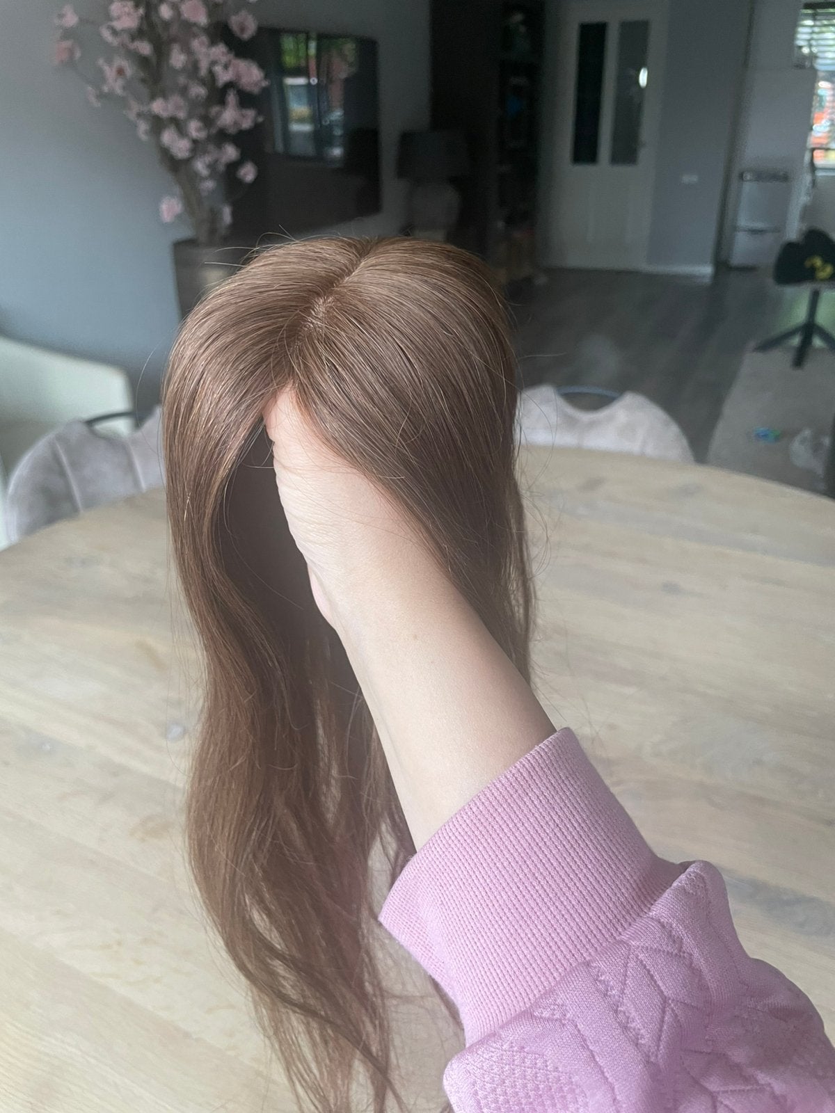 Topper pruik bruin 100% human hair kleur 4, Pruik of Haarverlenging, Nieuw, ?, ?