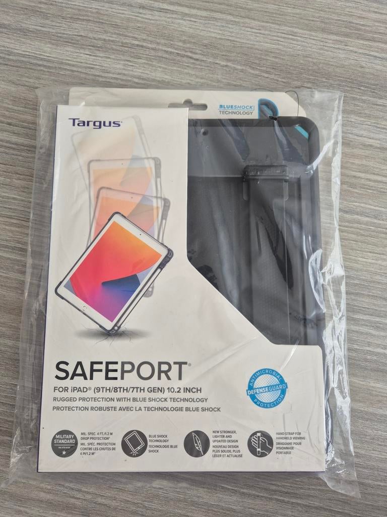 New Targus SafePort BlueShock Case iPad 9e 8e 7e generatie, 10 inch, 7th 8th 9th gen, Nieuw, Bescherming voor- en achterkant