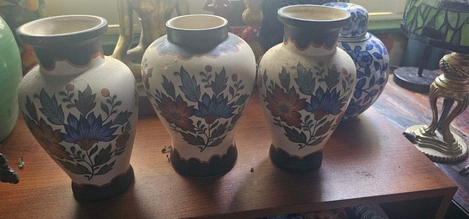 Set van 3 Flora Gouda Plateel Holland Handwerk vazen, Ophalen of Verzenden