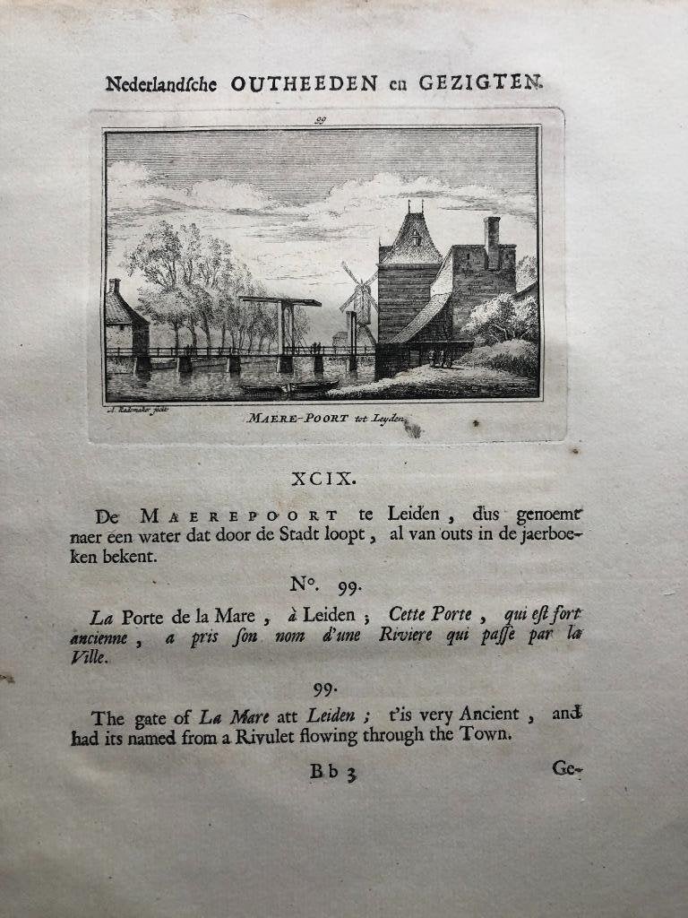 099 / Leiden de Maere Poort Kopergravure 1731, Ophalen of Verzenden