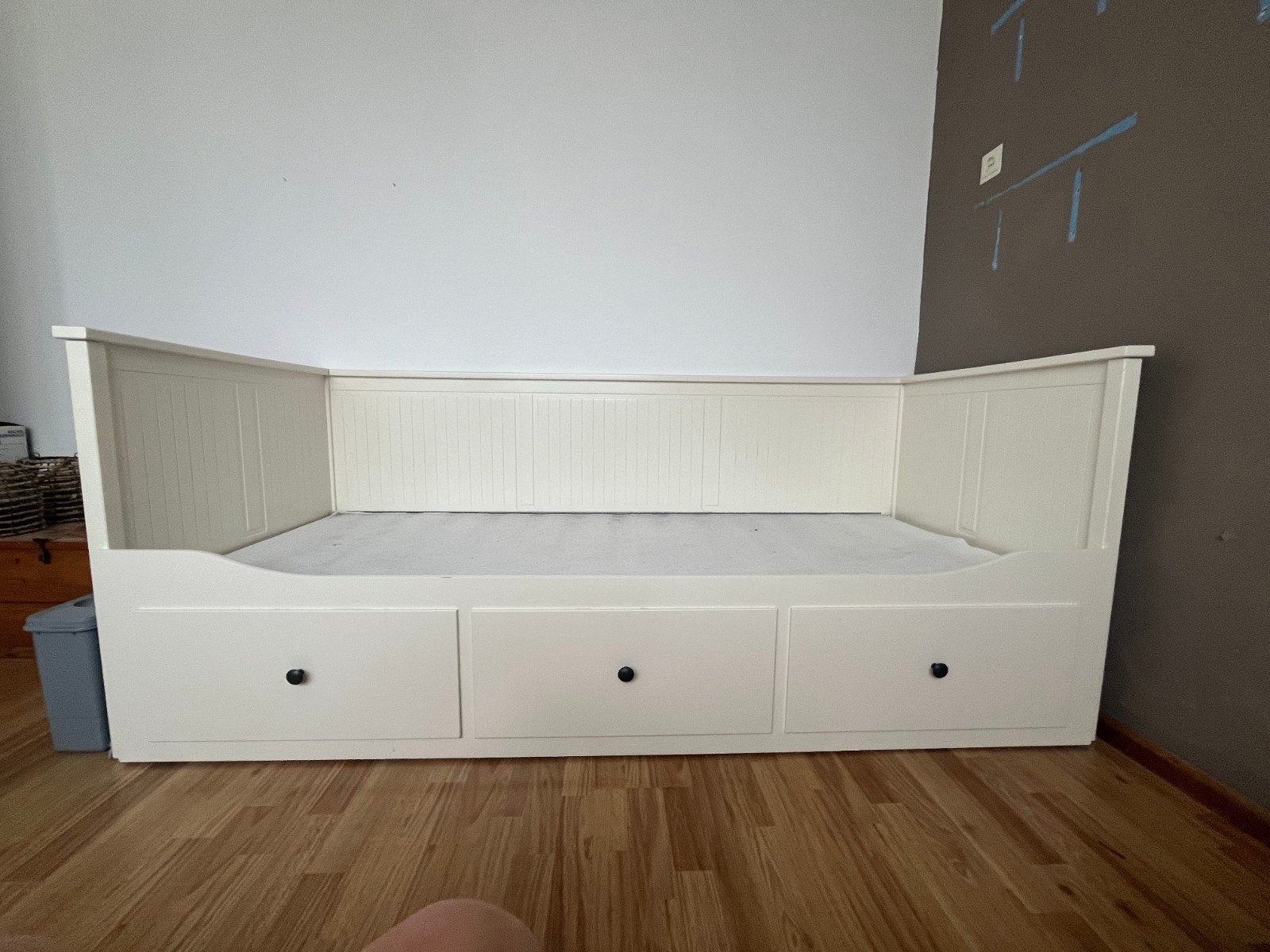 Eenpersoonsbed 80x200 cm met 3 laden en lattenbodem, Ophalen, Gebruikt, Eenpersoons, Wit