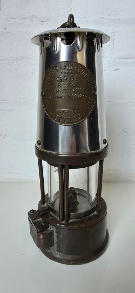 Antieke, Engelse mijnwerkers lamp, Antiek en Kunst, Ophalen of Verzenden