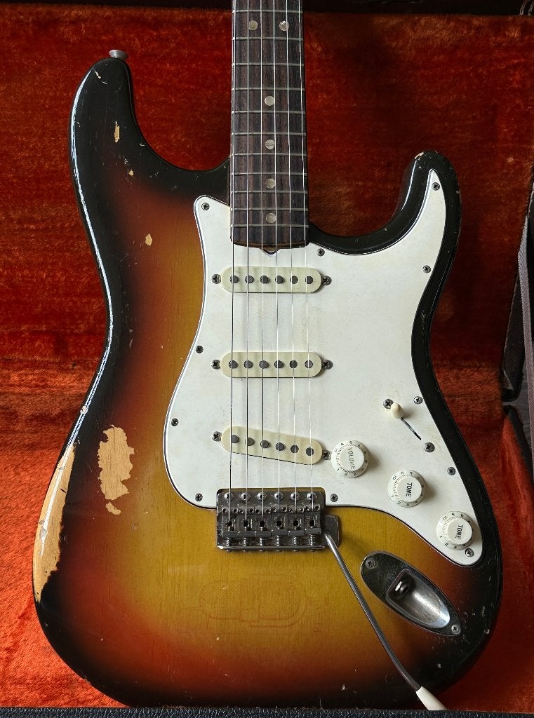 1969 Fender Stratocaster Sunburst Original Vintage met case, Ophalen of Verzenden, Gebruikt, Solid body, Fender