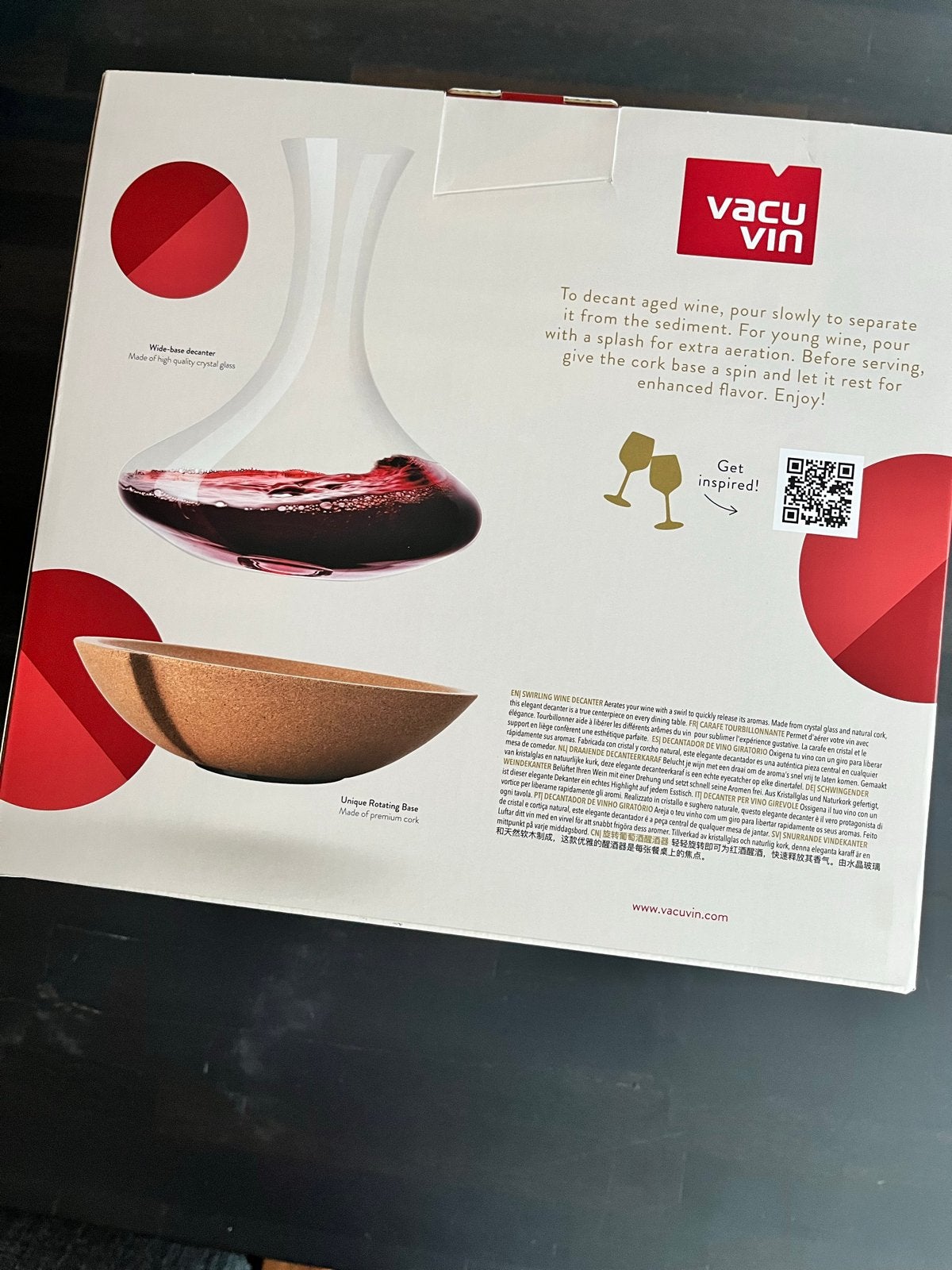 Vacu Vin Wijn Decanteerder met Kurken Onderzetter, Ophalen, Nieuw, Overige merken, Glas