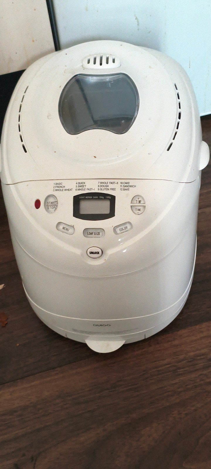 Quigg Broodbakmachine - Gebruikt, Witgoed en Apparatuur, Met timer, Gebruikt, Kijkvenster, 800 tot 1200 gram deeg
