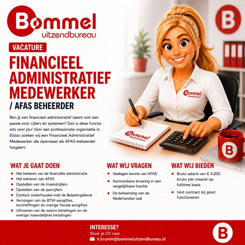 Financieel Administratief Medewerker, 33 - 40 uur, MBO, Vanaf 3 jaar, Vast contract