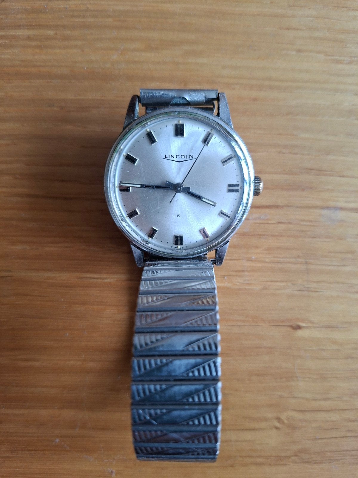 vintage Lincoln polshorloge, rekbare band, handmatig, Ophalen of Verzenden, Staal, Overige merken, 1960 of later