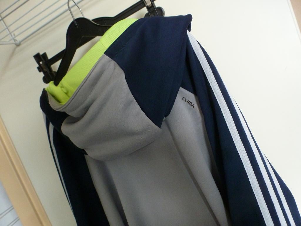 climacool hoodie vest ADIDAS grijs blauw L  -GRATIS zend, Maat 52/54 (L), Overige kleuren, Verzenden, Zo goed als nieuw