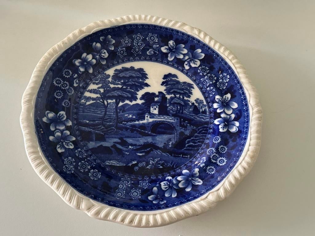 Engels bord| Copeland Spode ‘Tower’-blauw/wit |1900-1915, Ophalen of Verzenden