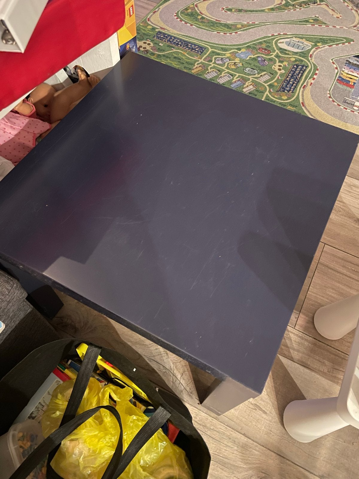 Donkerblauw Lack tafeltje Ikea, Ophalen, Gebruikt, Vierkant, 45 tot 60 cm