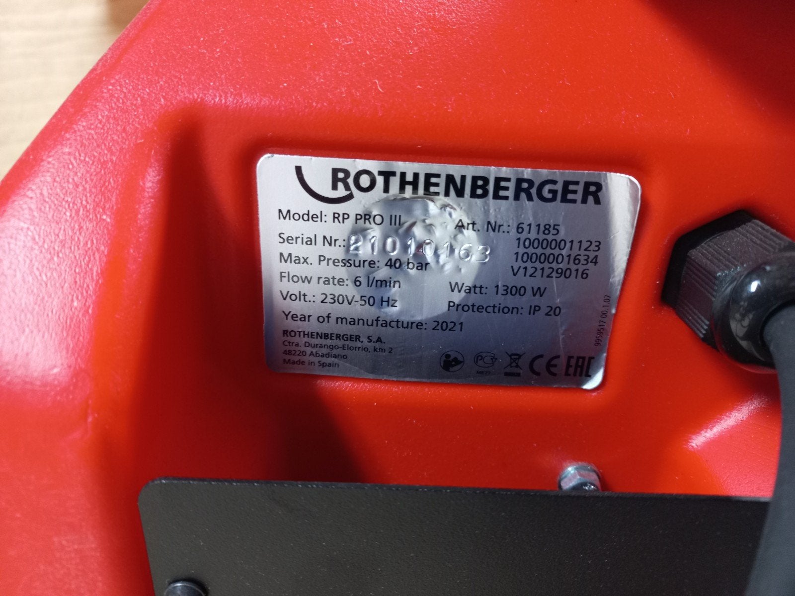 Rothenberger RP PRO III Elektrische Druktestpomp, Ophalen, Zo goed als nieuw