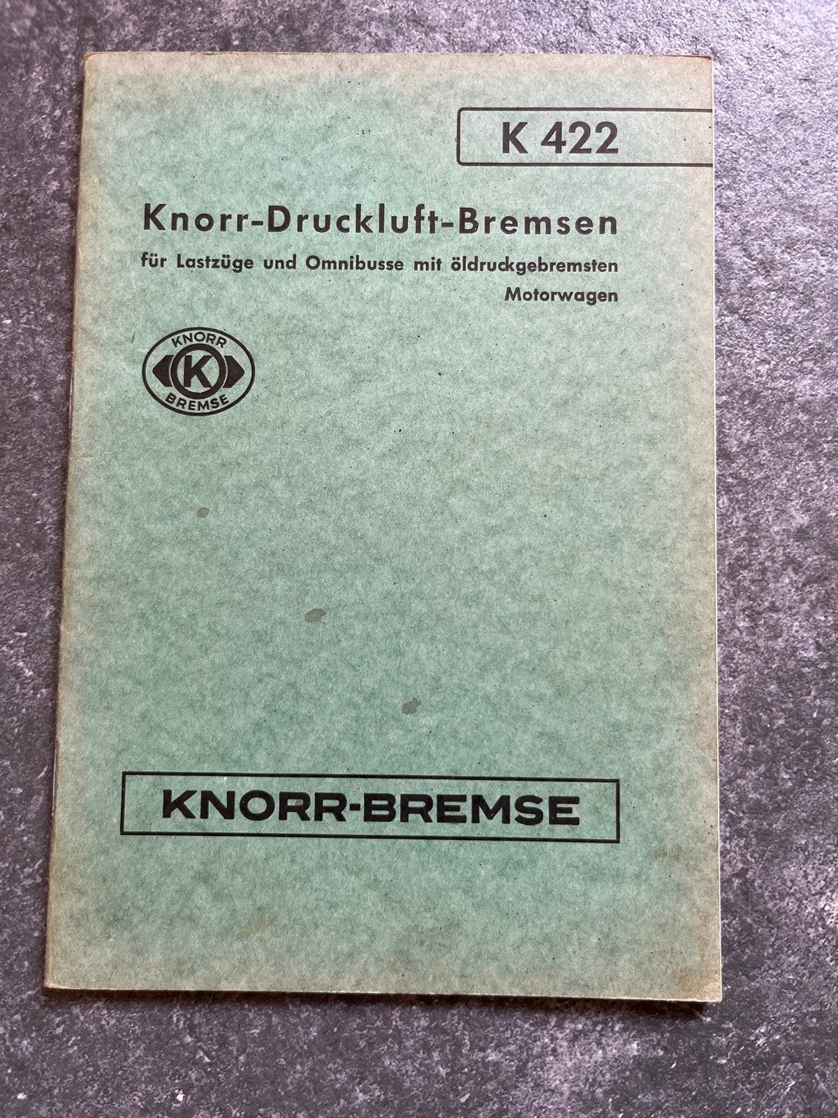 Knorr-Bremse persluchtremmen handleiding (K 422) 1955, Ophalen of Verzenden