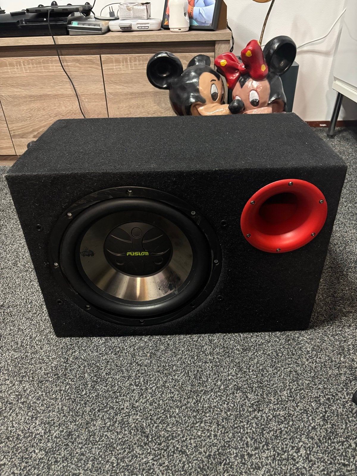 Fusion Subwoofer met behuizing, Ophalen of Verzenden, Gebruikt