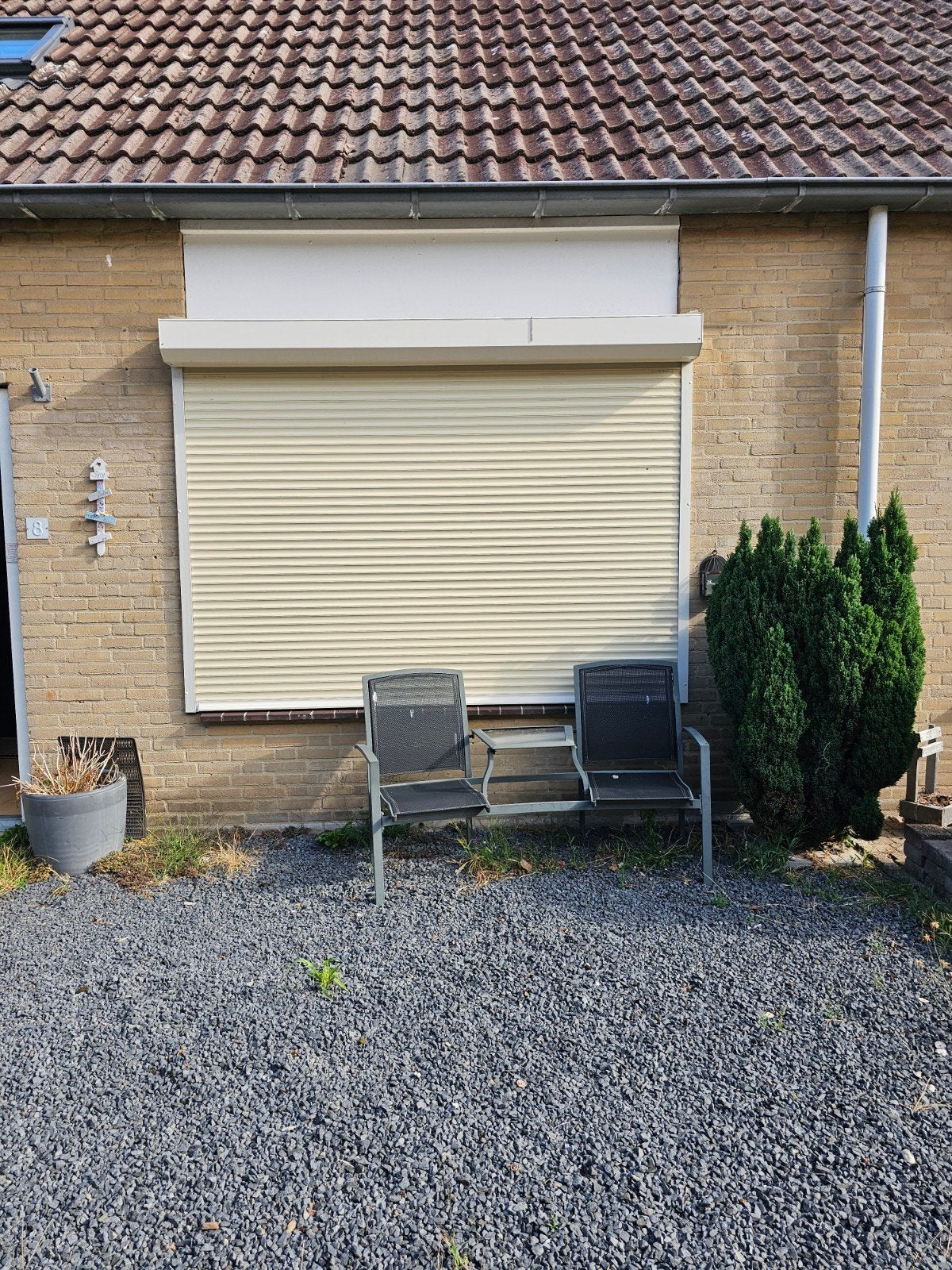 Elektrisch rolluik - Crème/Beige - Zo goed als nieuw, Ophalen, 200 cm of meer, Zo goed als nieuw, Elektrische bediening