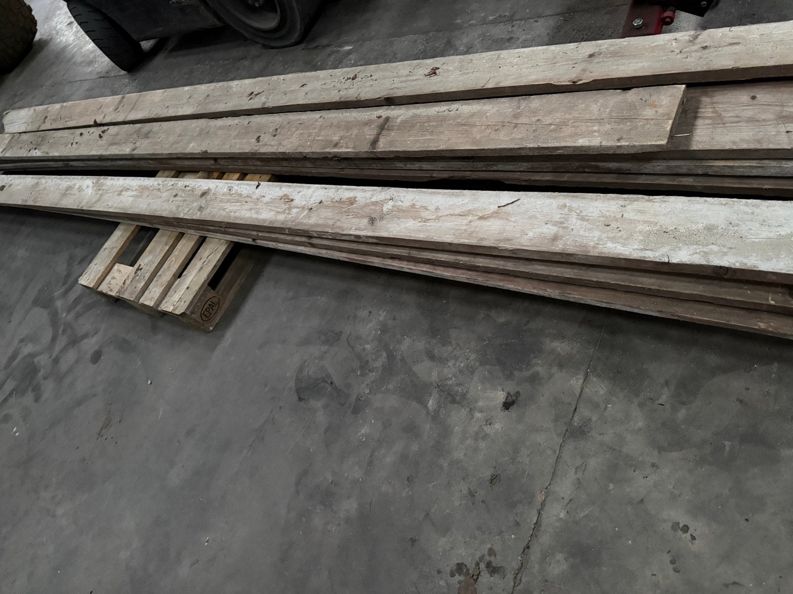 11 steigerhoutenplanken van 5 meter, Doe-het-zelf en Verbouw, Hout en Planken, Ophalen, Gebruikt, 25 tot 50 mm, Plank