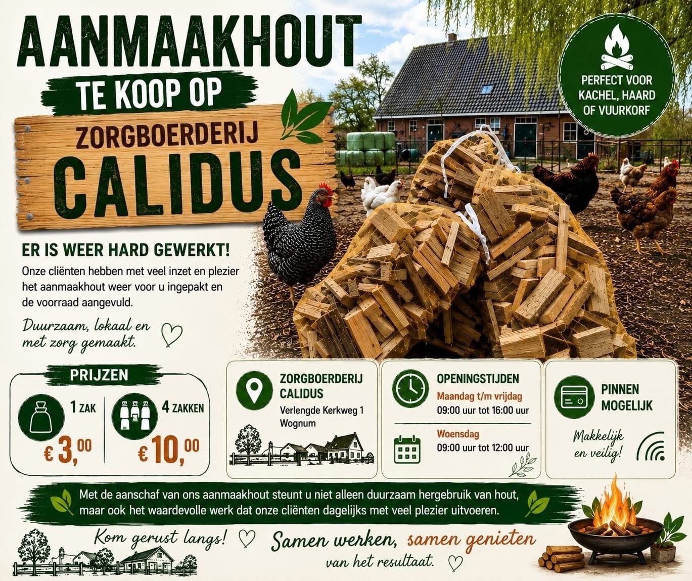 Aanmaakhout van Zorgboerderij Calidus, Minder dan 3 m³, Ophalen, Overige houtsoorten, Blokken