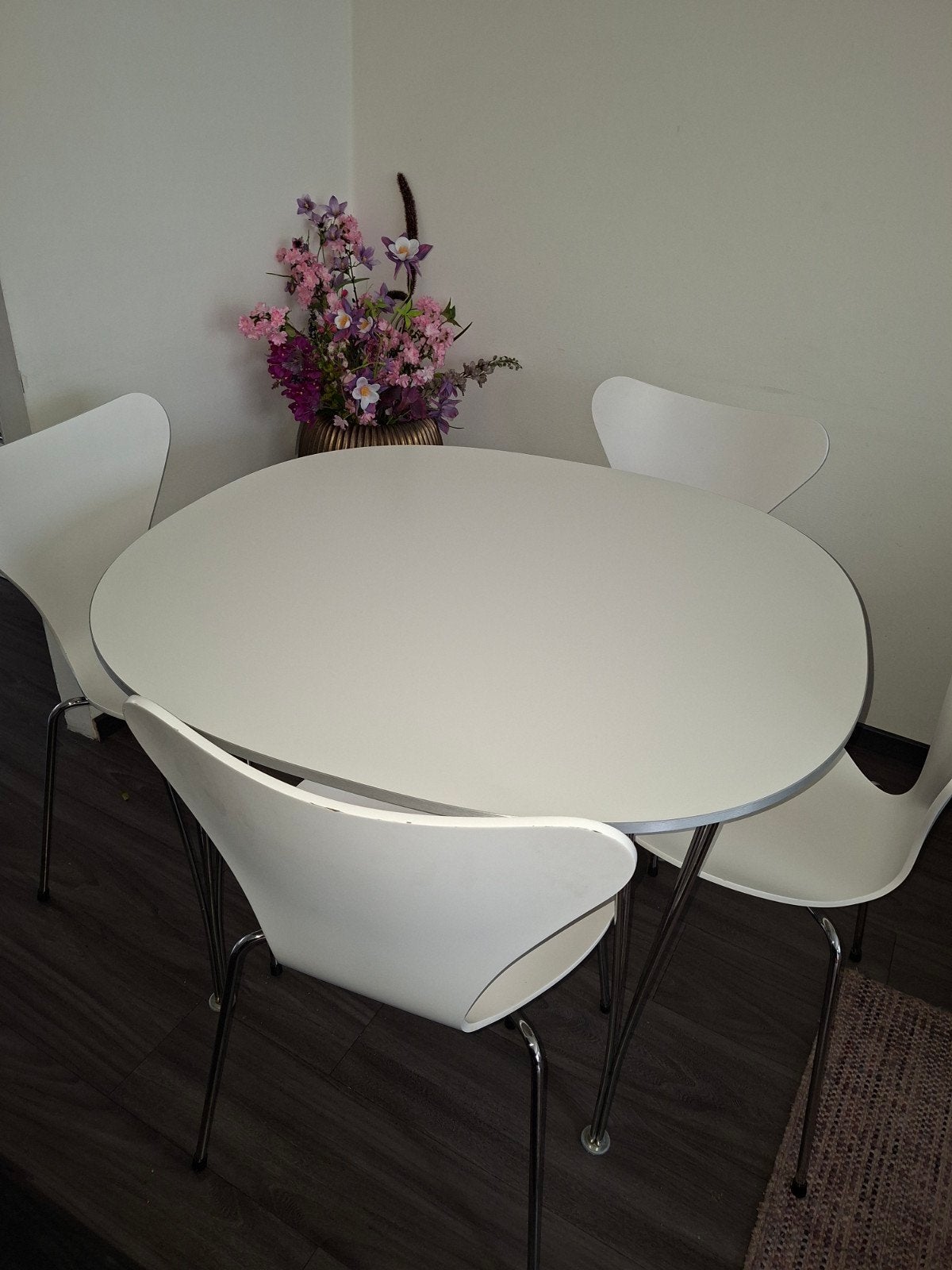 Fritz Hansen Superellipse tafel met 4 stoelen, Ophalen, Gebruikt, Modern, Scandinavisch design, Vier personen