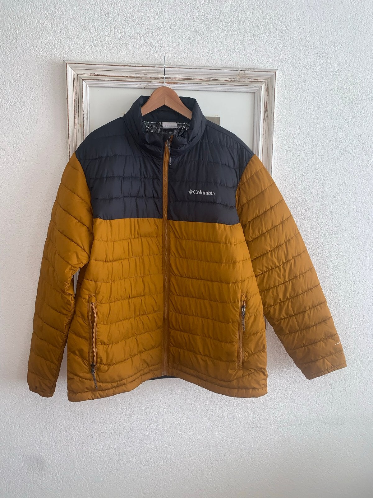 Columbia Omni-Heat Jas - Geel/Zwart - Maat L, Kleding | Heren, Ophalen of Verzenden, Zo goed als nieuw, Maat 52/54 (L), Geel