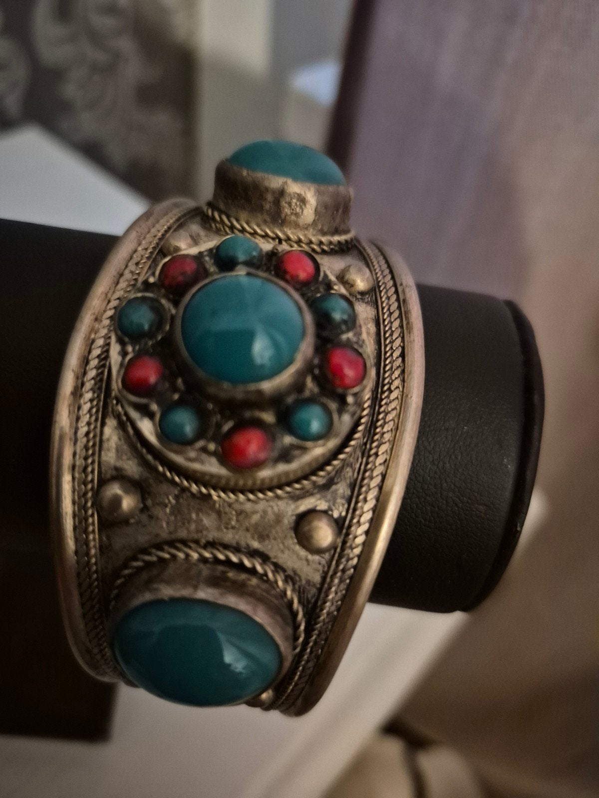 Brede tibetaanse armband 1 maat, Ophalen of Verzenden, Zo goed als nieuw, Zilver