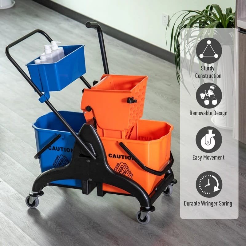 Professionele Dweilemmer met Wringer en Trolley, Huis en Inrichting, Ophalen of Verzenden, Dweilemmer, -bak, of -wagen