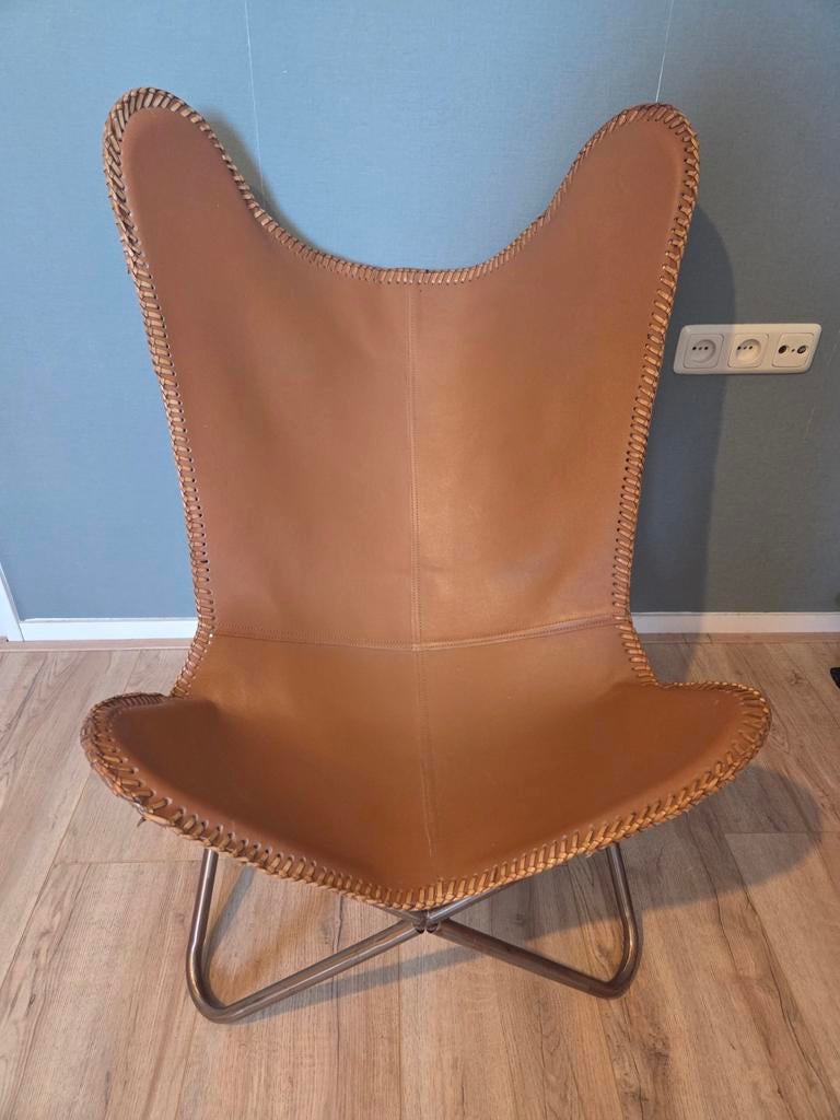 Cognac stoel, Ophalen, Zo goed als nieuw, 75 tot 100 cm, 50 tot 75 cm