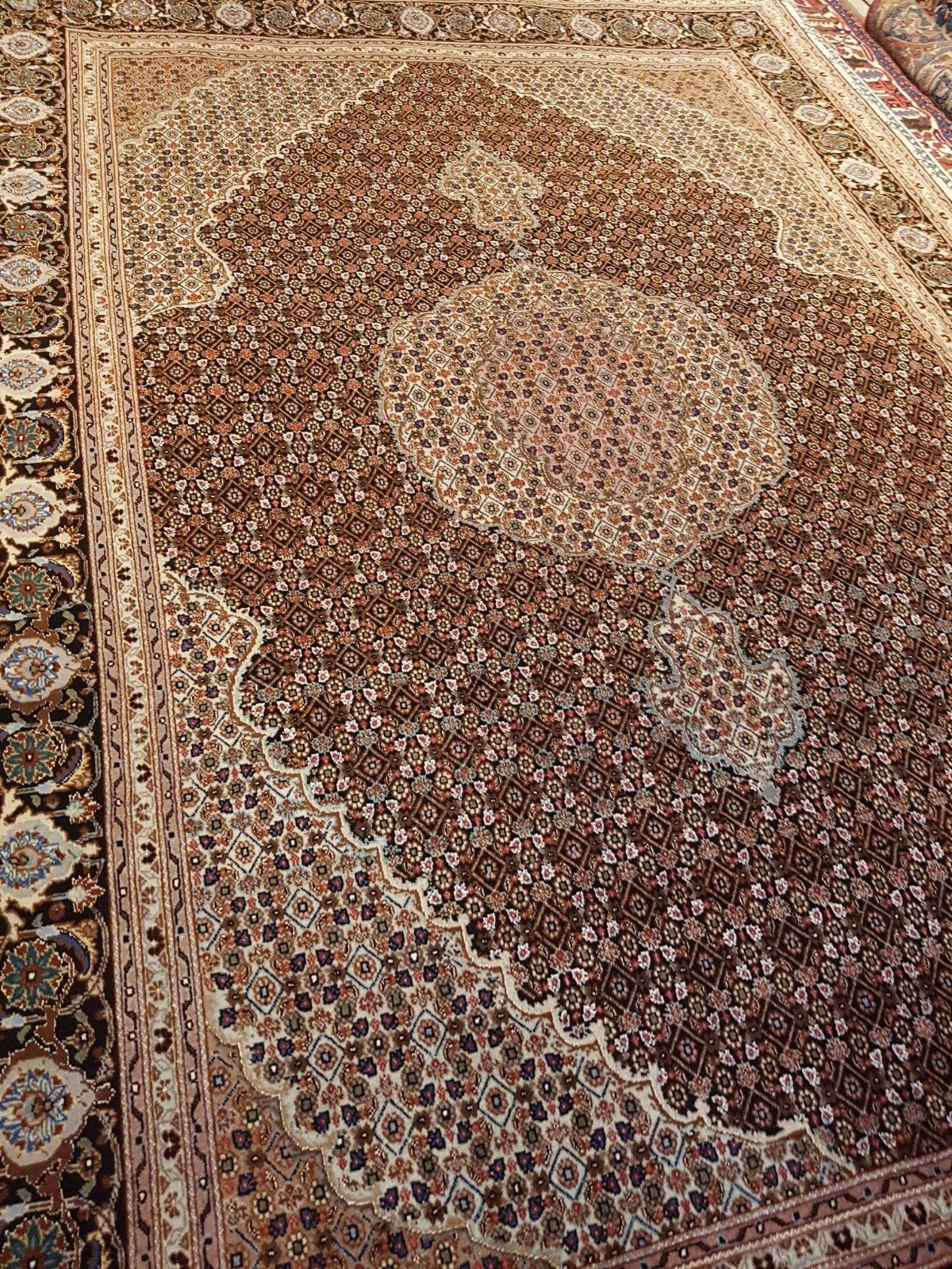 Prachtig Perzisch Tabriz met zijde, Perzisch, Klassiek, Oosters, 150 tot 200 cm, Ophalen of Verzenden, Bruin