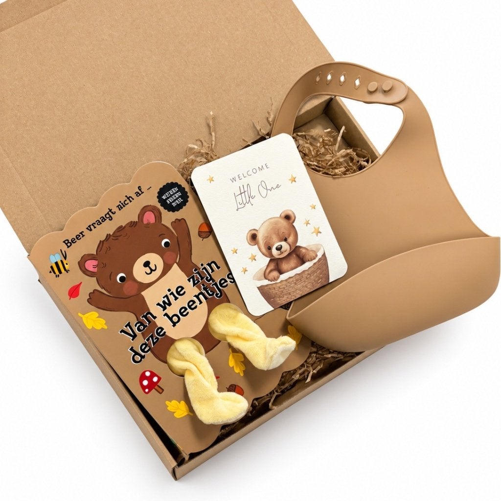 Kraamcadeau Brievenbuspakketje Brown Bear, The River House, Kraamcadeau, Info@theriverhouse.nl, Nieuw