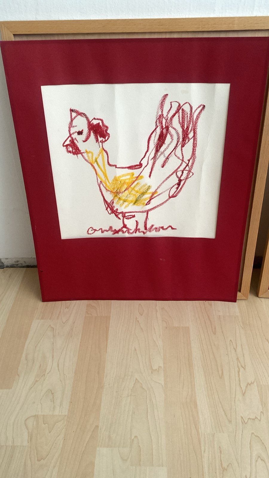 2x Anton Heyboer Schilderij Kip - Met lijst, Antiek en Kunst, Kunst | Schilderijen | Modern, Ophalen, Ingelijst, Dieren