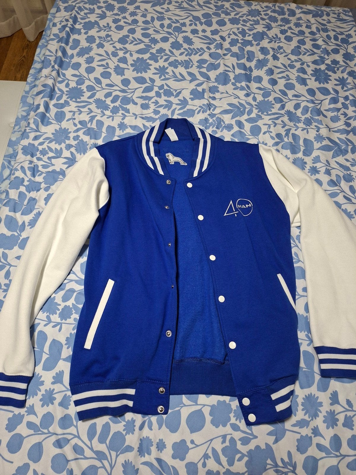 Just Hoods Varsity Jacket - Blauw/Wit - Maat L, Ophalen, Blauw, Maat 42/44 (L), Zo goed als nieuw
