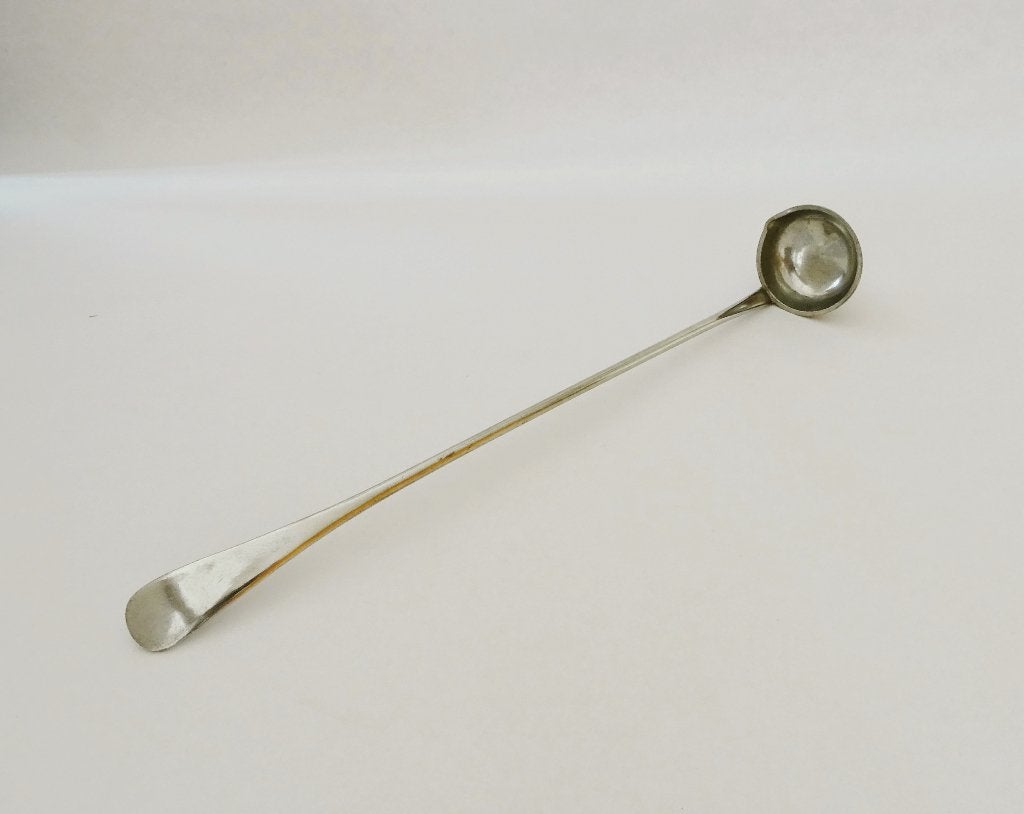 Antiek Tin lange Bowllepel - Punch lepel circa 1900, Ophalen of Verzenden