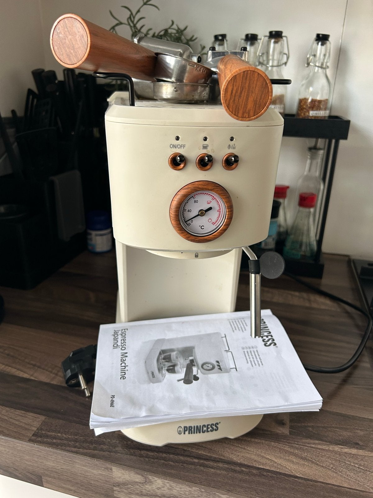 Princess Espresso Machine Japandi PD-4966E, Witgoed en Apparatuur, Koffiezetapparaten, Stoompijpje, Espresso apparaat, Ophalen of Verzenden