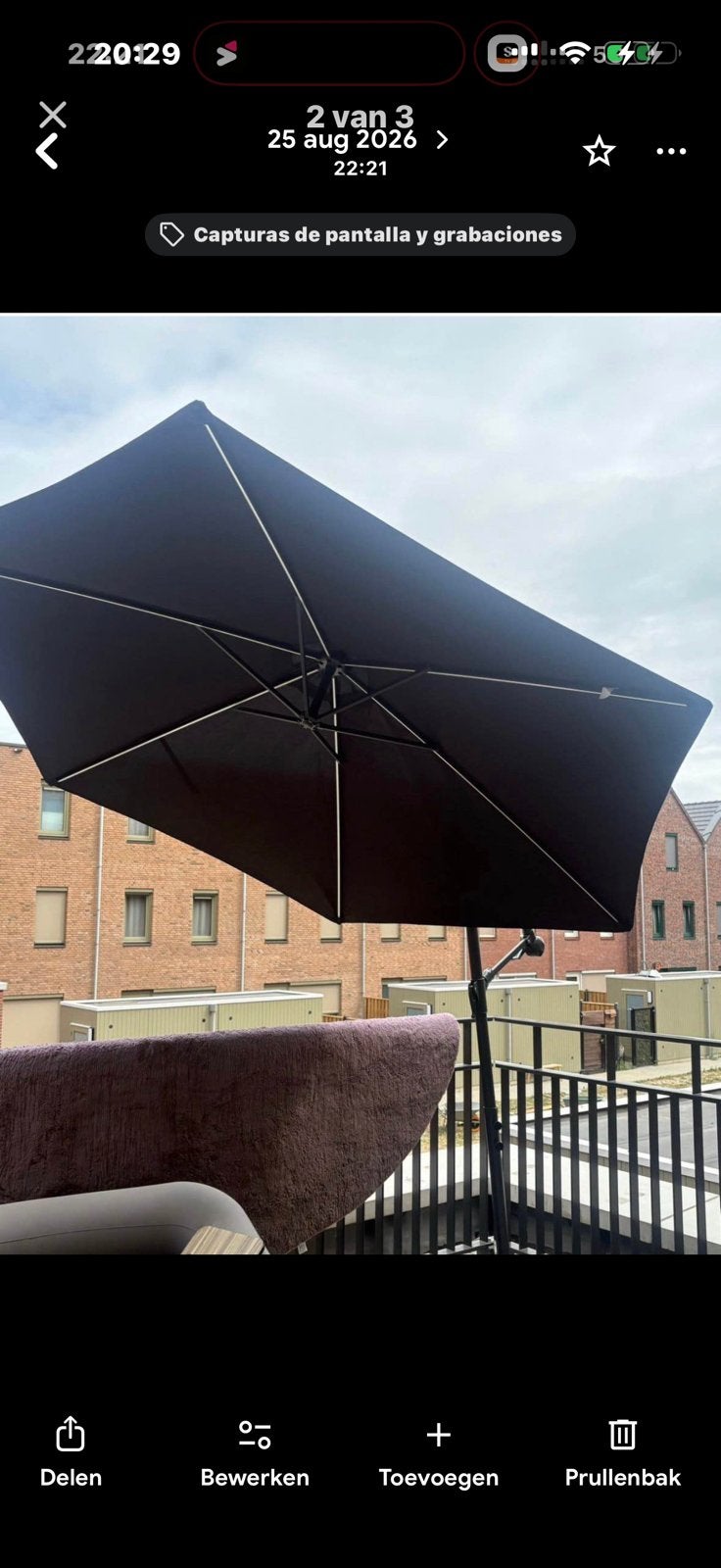 Grote Parasol 3 m met 24 Solar LED-lampjes ️, Ophalen of Verzenden, Zo goed als nieuw